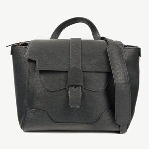 Senreve Midi Maestra Black Textured-Leather Backpack